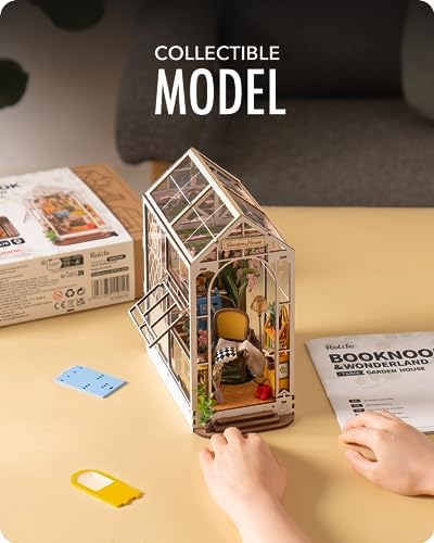 Rolife DIY Book Nook Kit Garden House, DIY Miniature Booknook Kit 3D Creative Decorative Bookend Bookshelf Insert 3D Puzzle for Adults, Halloween/Christmas Decorations/Gifts for Adults (Garden House) - Image 5