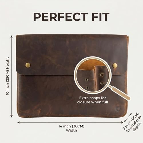 Moonster Leather Laptop Folder – Full-Grain Buffalo Leather Document Case - Image 2