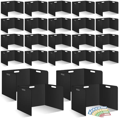 24 Pcs Desk Dividers for Students 14 × 17.5 × 14 Inch Plastic Durable and Waterproof Privacy Folders Shields Test Dividers with Classroom Privacy Boards for School Study Teacher Supplies (Black) by ZSMKJIAYE