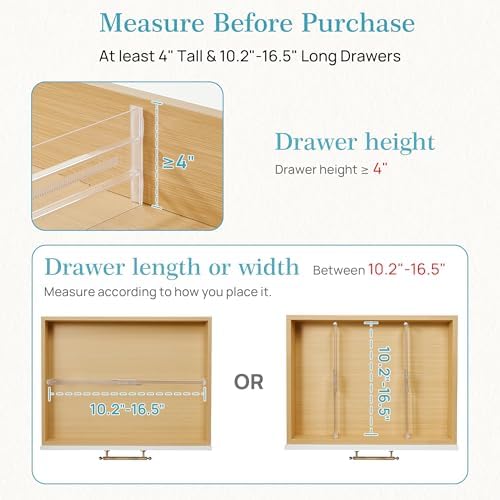 Vtopmart 8 Pack Drawer Dividers for Clothes, 4" High 10.2"-16.5" Adjustable Expandable Dresser Drawer Organizer, Clear Plastic Separators for Dresser, Baby Clothing, Underwear, Cosmetic, Toiletries - Image 3