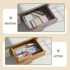 Briwooody 2 Pcs Clear Acrylic Desk Drawer Organizer 11 x 6 x 1.38 Inch Drawer Organizer Trays with 4 Compartments Desk Accessories for Office Makeup Silverware Bathroom - Image 5