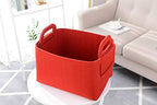 Minoisome Storage Basket Felt Storage Bin Collapsible& Convenient Box Organizer with Carry Handles for Office Bedroom Closet Babies Nursery Toys Laundry (Red, 15.7inch（L）×11inch（W）×10inch（H）) - Image 2