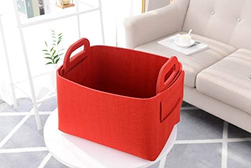 Minoisome Storage Basket Felt Storage Bin Collapsible& Convenient Box Organizer with Carry Handles for Office Bedroom Closet Babies Nursery Toys Laundry (Red, 15.7inch（L）×11inch（W）×10inch（H）) - Image 2