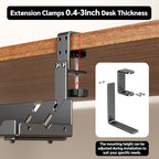 Extended Metal Under Desk Cable Management Tray with Power Outlet - Image 4