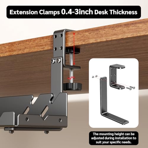 Extended Metal Under Desk Cable Management Tray with Power Outlet - Image 4