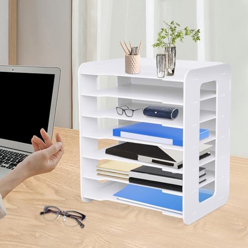 7 Tier Office Desk Desktop Organizers ,Desktop Organizers and Accessories Letter Tray Paper Sorter Holder File Document Rack Shelf Literature Organizer Rack for Home Office School Classroom Supplies - Image 5