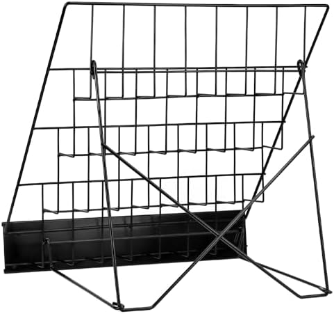 QWORK 4-Tiered Metal Book Display Stand,18.4 x 16.6 x 14.5, Book Signing Wire Rack, Tabletop CD Display Magazine Rack - Image 2