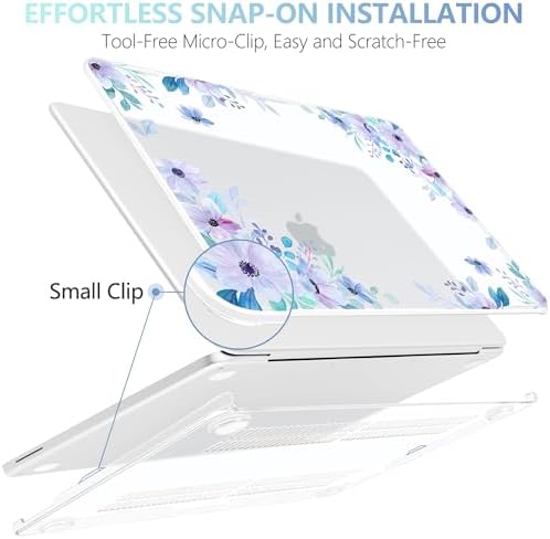 MEEgoodo 4-in-1 Printed Case for MacBook Neo 13 inch 2026 Release Model A3404, Laptop Hard Shell Cases with Keyboard Skin & Screen Protector & Webcam Covers, Soft Purple Floral - Image 5