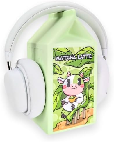 Milk Carton Headphone Stand - Universal Headset Holder - Cute Headphone Stand Hanger - Kawaii Desk Accessories - Pink Gaming Setup - Sturdy Desk Headset Mount (Matcha Latte) by BeamTeam3D