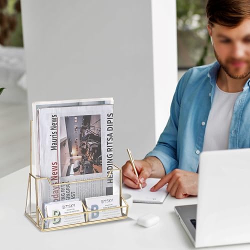 BTSKY Golden Glass Brochure Holder 8.5 x 11 Inches Trifold Flyer Holder - Image 7
