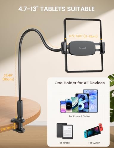 Lamicall Gooseneck Tablet Holder for Bed, Unique Tapered Flexible Arm - Image 5