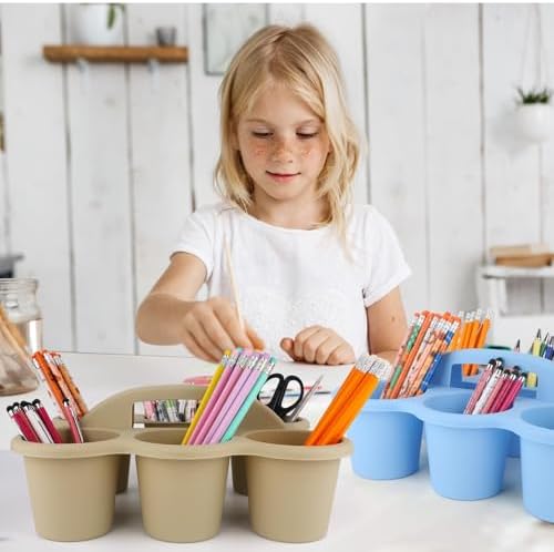 6 Pack Classroom Caddy Organizer with Handle 6 Compartments Table Caddy - Image 5