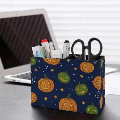 File Organizer Horror Triangle Smile Pumpkin Stars Circle Dots Pen‑Slot Sturdy Pouch,Classroom with Desk‑Accessory - Image 3