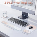 Ospelelf Mouse Pad with Wrist Rest Set Gel Ergonomic Keyboard Wrist Support Anti-Slip Rubber Bottom Office Women Desk Accessories for Computer, Laptop and Gaming, Pink - Image 2