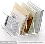 SANRUI Acrylic Desk Mails File Sorter Clear Letter Organizer Holder,4 Slot - Image 6