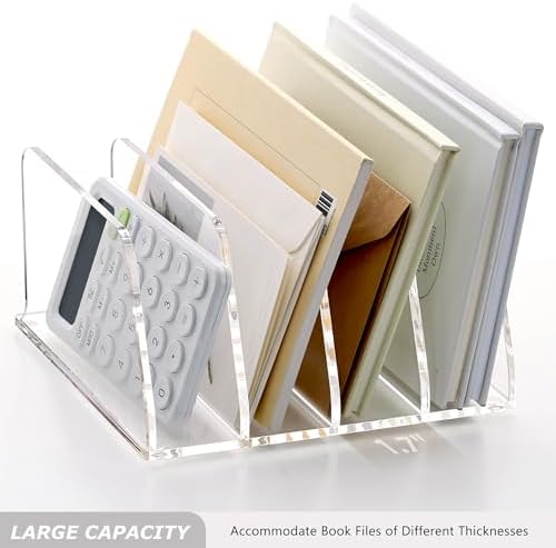 SANRUI Acrylic Desk Mails File Sorter Clear Letter Organizer Holder,4 Slot - Image 6