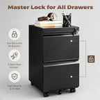Approgreent 2 Drawer Metal File Cabinet, Fully Assembled Locking Filing Cabinet with Anti-Tipping Wheels, Quiet Slide, Heavy-Duty Steel Construction, Fits A4 Letter Legal for Home Office, Matte Black - Image 7