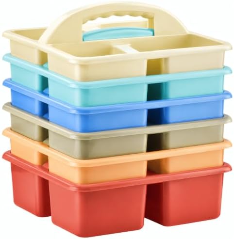 ALINK Plastic Classroom Caddy Organizer with Handle, 6-Pack 4 Compartments by ALINK