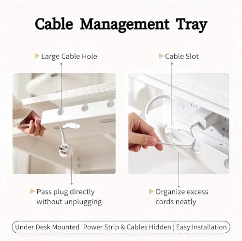 Under Desk Cable Tray 2-Pack White ABS Adhesive Mount - Image 6