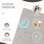 Wireless Charging Mouse Pad Firelison 2 in 1 Leather Multifunctional Office Desk Pad with Non-Slip Rubber Base, Waterproof Desk pad for Computers/Office/Work/Home/Decor（ 36" x 17"Grey - L） - Image 4