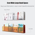Magazine Holder Vinyl Records Holder 3-Layer Brochure Holder Wall Mount, Hanging Magazine Rack Clear Acrylic Floating Shelves Heavy Duty, Literature Organizer for Office, Kids Room, Home(Orange,L - 60 - Image 4