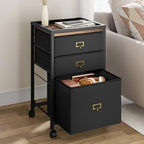 Garvee File Cabinet with 3 Drawers, Mobile Filing Cabinet Fits Letter Size or A4, Fabric Vertical File on Wheels, Home Office Small Under Desk Filing Storage Cabinets, Black - Image 3