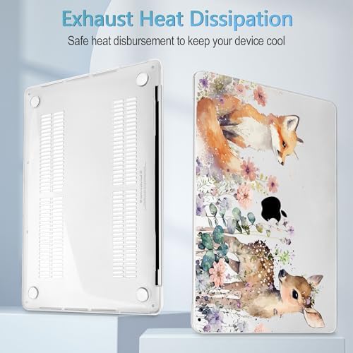Mektron Case for MacBook Pro 16 Inch A2141 Cover 2019 Release 16" with Liquid Retina Display/Touch ID, Plastic Hard Shell with Keyboard Skin & Screen Protector & Dust Plug, Fox and Deer - Image 4
