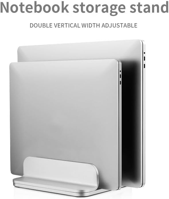 Aluminum Alloy Double Slot Storage Port Vertical Laptop Stand，laptop stand for desk，adjustable laptop stand，Applicable to all MacBook models - Image 2