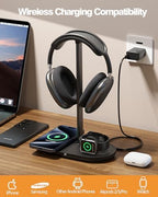 HiWe Headphone Stand, 2-in-1 MagSafe Wireless Charger for iPhone/iWatch - Image 3