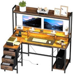 YOSHOOT 54" Computer Desk with Shelves and Drawers, Gaming Desks with Hutch by YOSHOOT