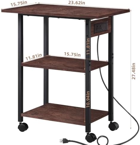Lerliuo 3-Tier Printer Stand with Charging Station, Rolling Printer Table - Image 2