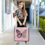 3-Ring Zipper Binder with Shoulder Strap Zip-Up Expanding File Folder Organizer Storage Fireproof Accordion Trapper Keeper Home School Office Three Butterfly (Pink Butterfly) - Image 7