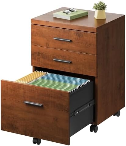 DEVAISE 3 Drawer File Cabinet, Wood Under Desk Filing Cabinet, Walnut by DEVAISE