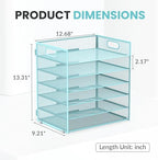 Daltack 6-Tier Paper Organizer for Desk with Handle, Blue, 2 Pack - Image 2