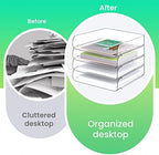 Tomorotec 4 Pack Clear Stackable Letter Tray, A4 Desk File Organizer Set - Image 3