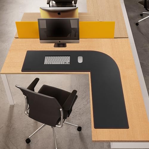 ZORESYN PU Leather L Shaped Desk Mat (43.3"+43.3") x 13" Black - Image 7