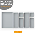 SpaceAid 7-Piece Bamboo Drawer Organizer Storage Boxes Set, Wood Tray Junk Drawer Organizers Multi-Use Divider Bins for Kitchen, Bathroom, Office Desk and Makeup Organization (7 Pack, Gray) - Image 6