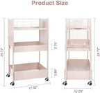 3 Tier Rolling Storage Cart Metal Utility Cart with Wheels - Image 2