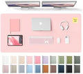 YSAGi Leather Desk Pad Protector, Office Desk Mat, Large Mouse Pad, Non-Slip PU Leather Desk Blotter, Laptop Desk Pad, Waterproof Desk Writing Pad for Office and Home (Light Pink, 55" x 24") by YSAGi