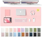 YSAGi Leather Desk Pad Protector, Office Desk Mat, Large Mouse Pad, Non-Slip PU Leather Desk Blotter, Laptop Desk Pad, Waterproof Desk Writing Pad for Office and Home (Light Pink, 55" x 24") by YSAGi