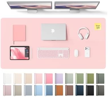 YSAGi Leather Desk Pad Protector, Office Desk Mat, Large Mouse Pad, Non-Slip PU Leather Desk Blotter, Laptop Desk Pad, Waterproof Desk Writing Pad for Office and Home (Light Pink, 55" x 24") by YSAGi