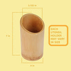 BambooMN Bamboo Kitchen Utensil Holder for Countertop, Utensil Crock for Cooking Utensils - 7" x 4" - Carbonized Brown - 10 Pieces - Image 3