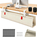Under Desk Cable Management No Drill – 28" L x 6" W Cord Organizer, Upgraded Silicone Pads (No Scratch), 16 Cable Slots, Washable PE Honeycomb Base, Fits Desks 0–2.1" Thick, Beige by Unknown