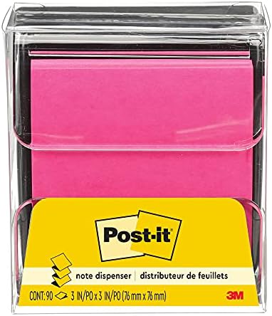 Post-It Pop-up Notes Dispenser, 3x3 in, Black Base Clear Top, Pack Includes a 45-Sheet Pad (WD-330-BK) (Pack of 6) by Post-it%C2%AE