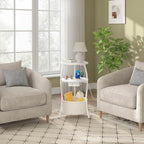 sthemc 3-Tier Small Round End Table Livingroom with Charging Station,Basket - Image 5