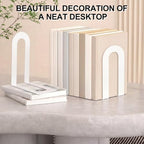 Chunful 6 Pcs White Metal BookEnds Shelves, 7.5 x 5.75 x 3.5 in - Image 3