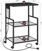 MAHANCRIS Mobile Printer Stand, 3-Tier Industrial Printer Cart with Power Outlets and 2 USB Ports, Rolling Printer Table on Wheels for Home Offices Kitchen Organization Rack, Black PTHB78E01 - Image 4
