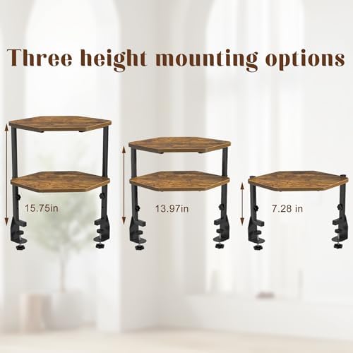 Corner Desk Shelf, Clamp on Desk Shelf Above or Below Desk 16" 2 Tier - Image 3
