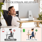 Bamboo Monitor Stand Riser for Desk with 4-Level Height Adjustment - Image 5