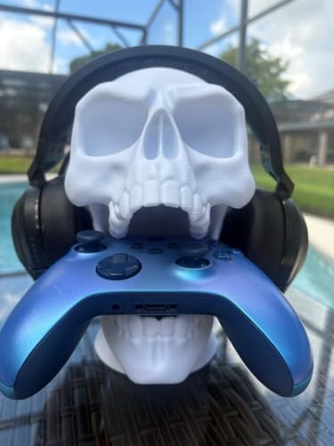 Artistic Crânio Stand for Headphones and Video Game Controllers - Gaming Station Organizer and Display - Bone White - Image 6